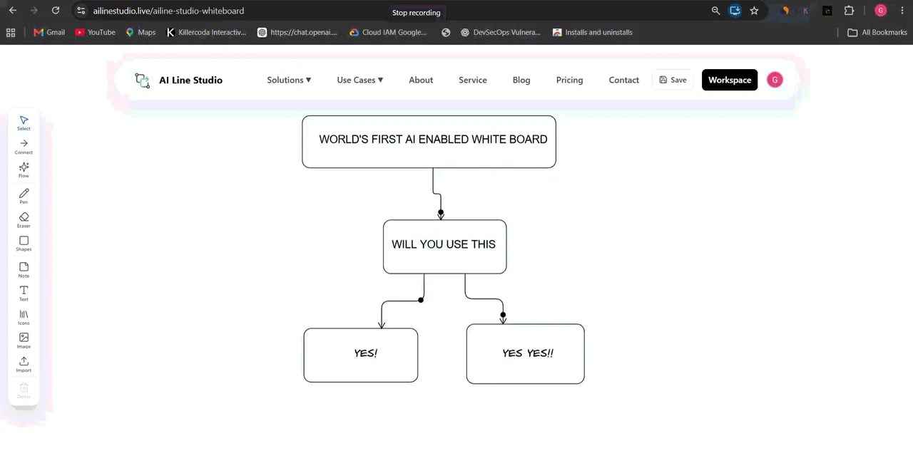 Animated whiteboard showing dashed flowing arrows and moving dots connecting diagram elements